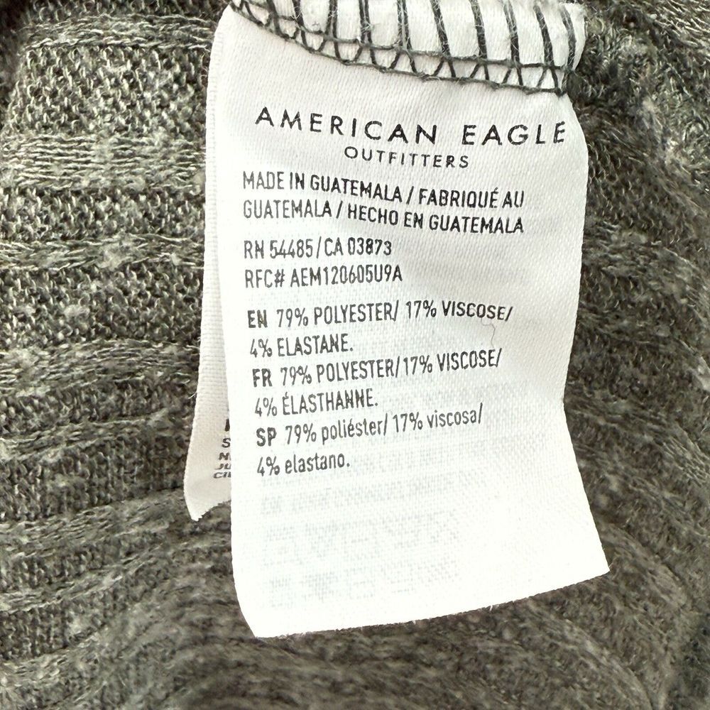 American Eagle Womens M Soft & Sexy Plush Green Ribbed Hooded Snap Sweatshirt - Picture 3 of 8